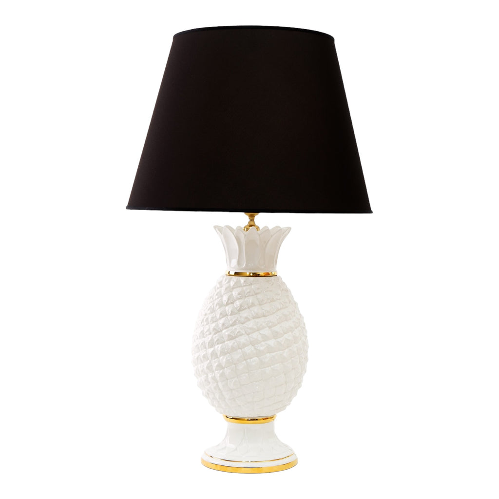 Lunatre Ananas Premium Gold/Schwarz – handgefertigte Tischlampe aus Italien #color:ananas-schwarz