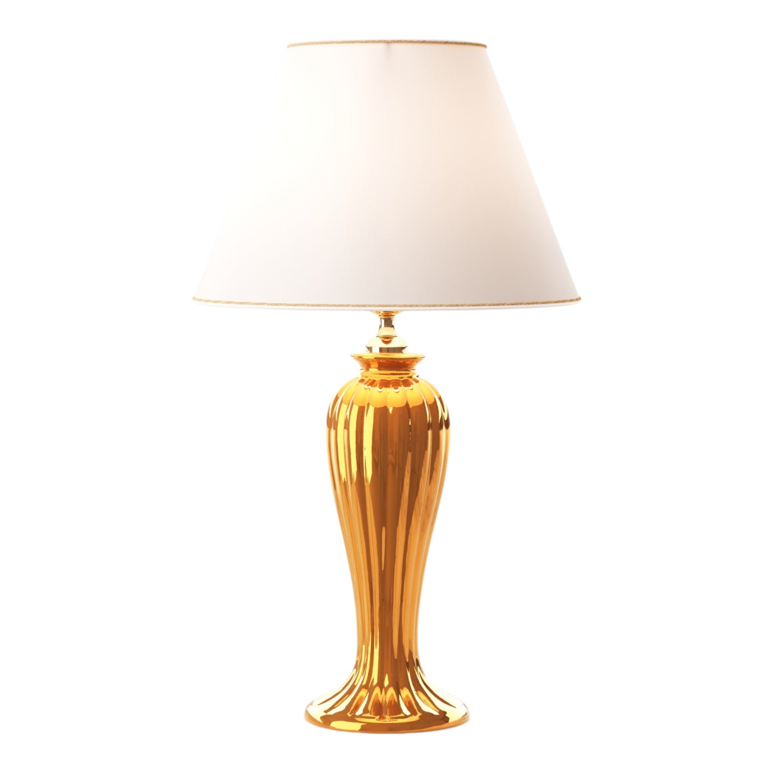 Lunatre Eleganza Oro Lucido – handgefertigte Tischlampe aus Italien #color:oro-lucido #shade:beige