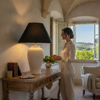 Lunatre Nobile Bianco, Ambiente, Schirm Empire Schwarz – handgefertigte Tischlampe aus Italien #shade:schwarz #form:empire