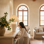 Lunatre Nobile Bianco, Ambiente, Schirm Empire Cremeweiß – handgefertigte Tischlampe aus Italien #shade:creme #form:empire