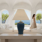 Lunatre Nobile Blu, Ambiente, Schirm Empire Beige – handgefertigte Tischlampe aus Italien #shade:beige #form:empire