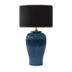 Lunatre Nobile Blu, Freisteller, Schirm Trommel Schwarz – handgefertigte Tischlampe aus Italien #shade:schwarz #form:trommel