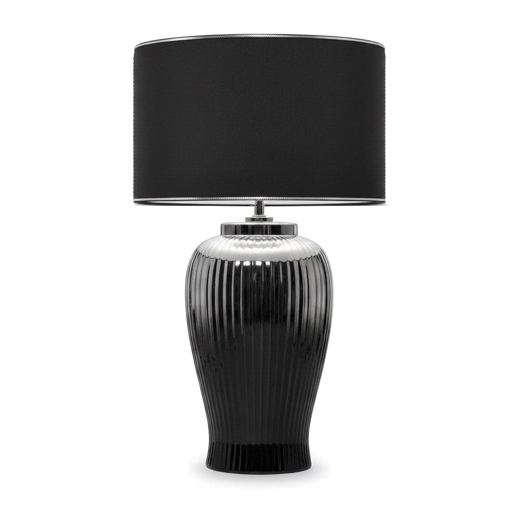Lunatre Nobile Platino, Freisteller, Schirm Trommel Schwarz – handgefertigte Tischlampe aus Italien #shade:schwarz #form:trommel