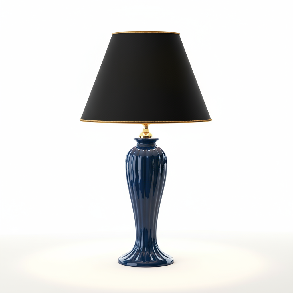 Lunatre Eleganza Blu – handgefertigte Tischlampe aus Italien #color:blu #shade:schwarz