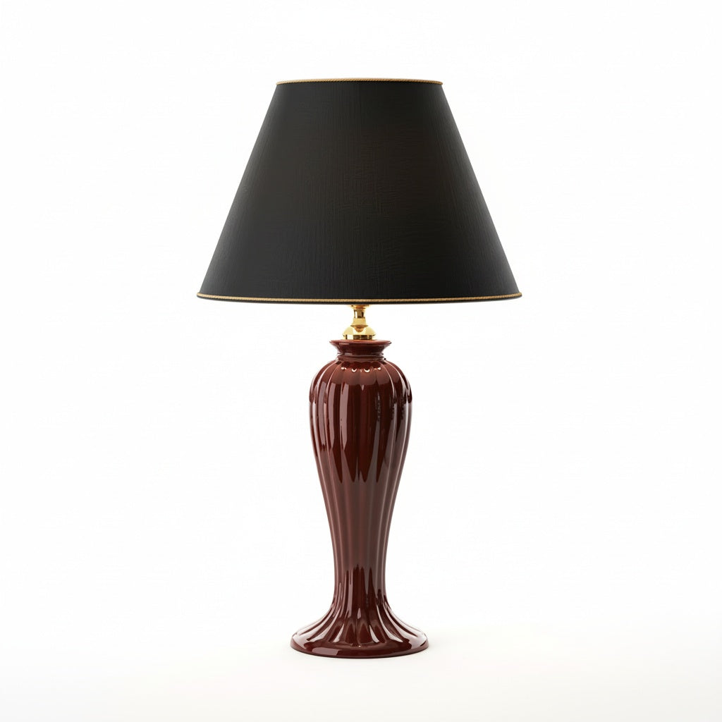 Lunatre Eleganza Bordeaux – handgefertigte Tischlampe aus Italien #color:bordeaux #shade:schwarz