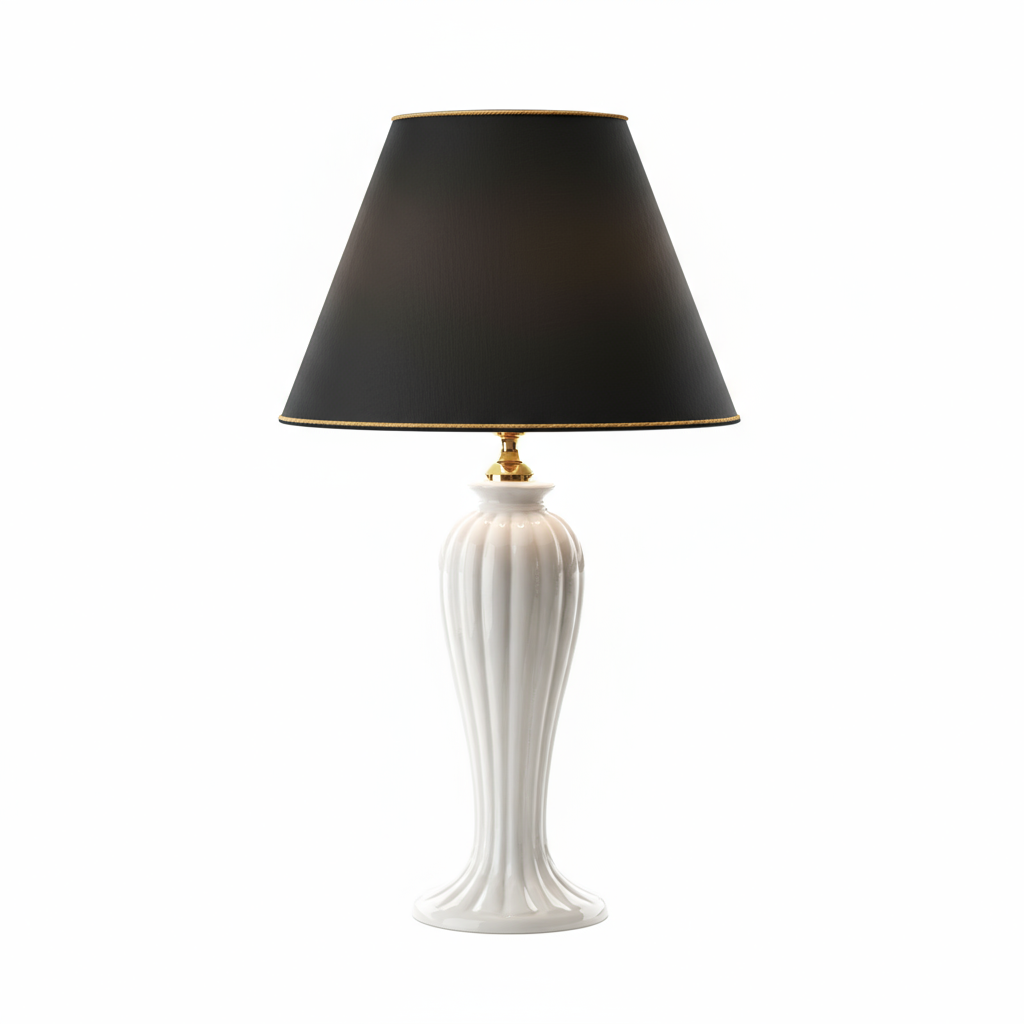 Lunatre Eleganza Vaniglia – handgefertigte Tischlampe aus Italien #color:vaniglia #shade:schwarz