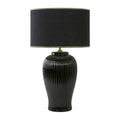 Lunatre Nobile Nero, Schirm Trommel – handgefertigte Tischlampe aus Italien #form:trommel #shade:schwarz