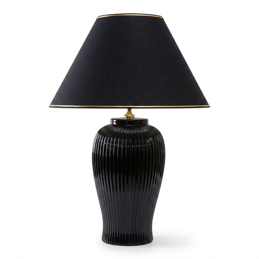 Lunatre Nobile Nero, Schirm Empire Schwarz – handgefertigte Tischlampe aus Italien #shade:schwarz #form:empire